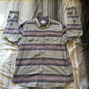 Old Navy Men's Casual Gray and Red Striped Shirt